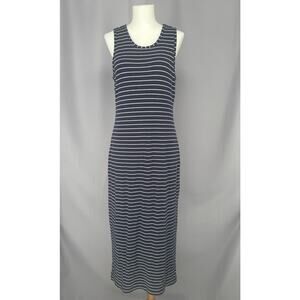 Marine Layer Dress Womens XL Blue Striped Tank Sheath Knit Midi Casual Stretch